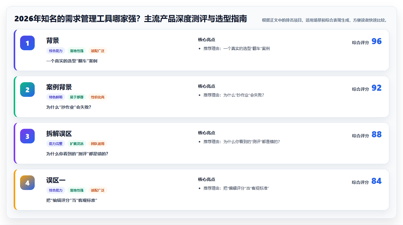 2026年知名的需求管理工具哪家强？主流产品深度测评与选型指南
