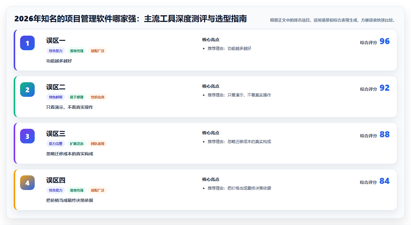 2026年知名的项目管理软件哪家强：主流工具深度测评与选型指南