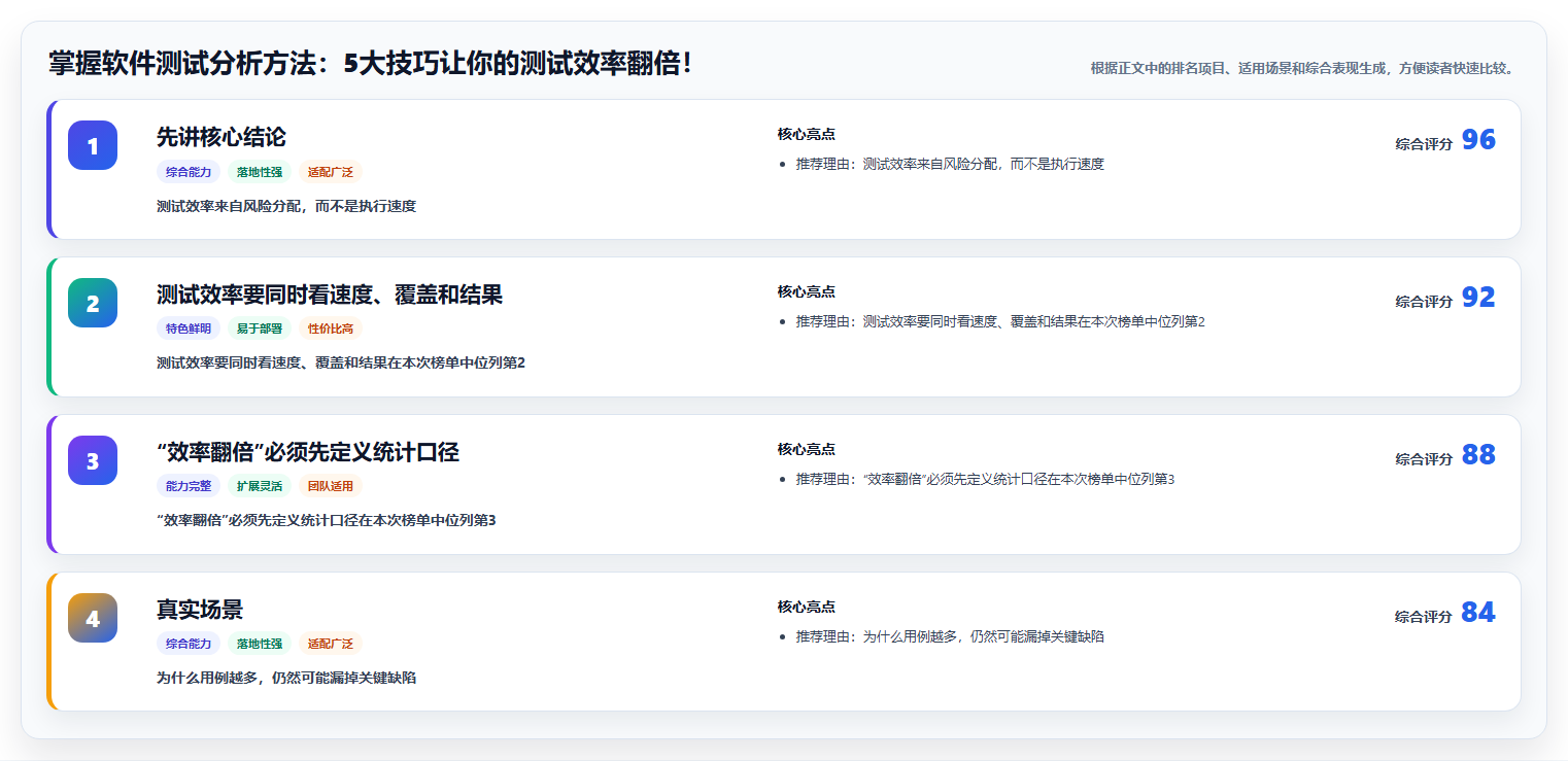 掌握软件测试分析方法：5大技巧让你的测试效率翻倍！