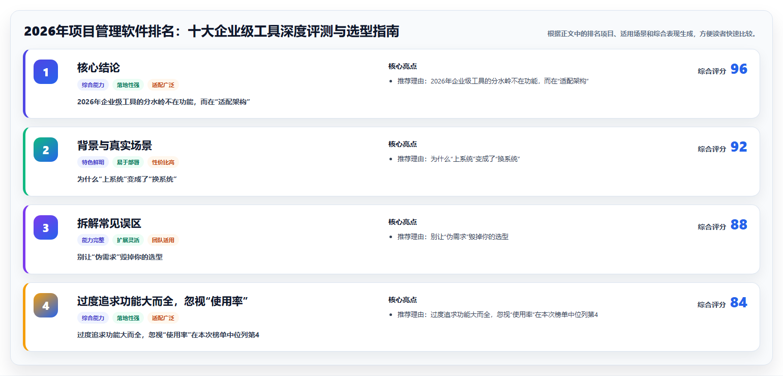 2026年项目管理软件排名：十大企业级工具深度评测与选型指南