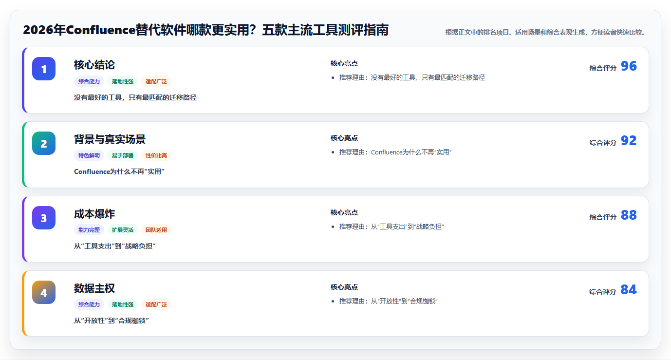 2026年Confluence替代软件哪款更实用？五款主流工具测评指南
