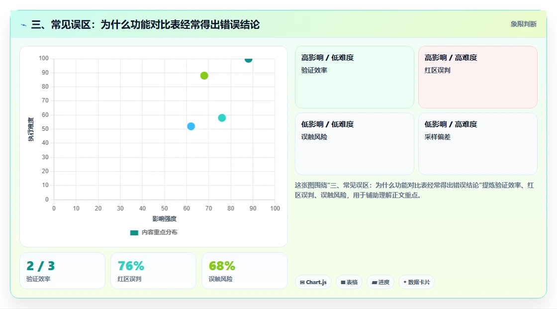 三、常见误区:为什么功能对比表经常得出错误结论