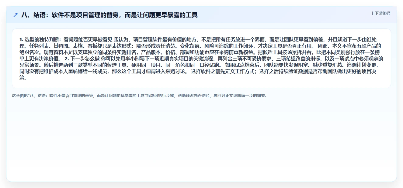 八、结语：软件不是项目管理的替身，而是让问题更早暴露的工具