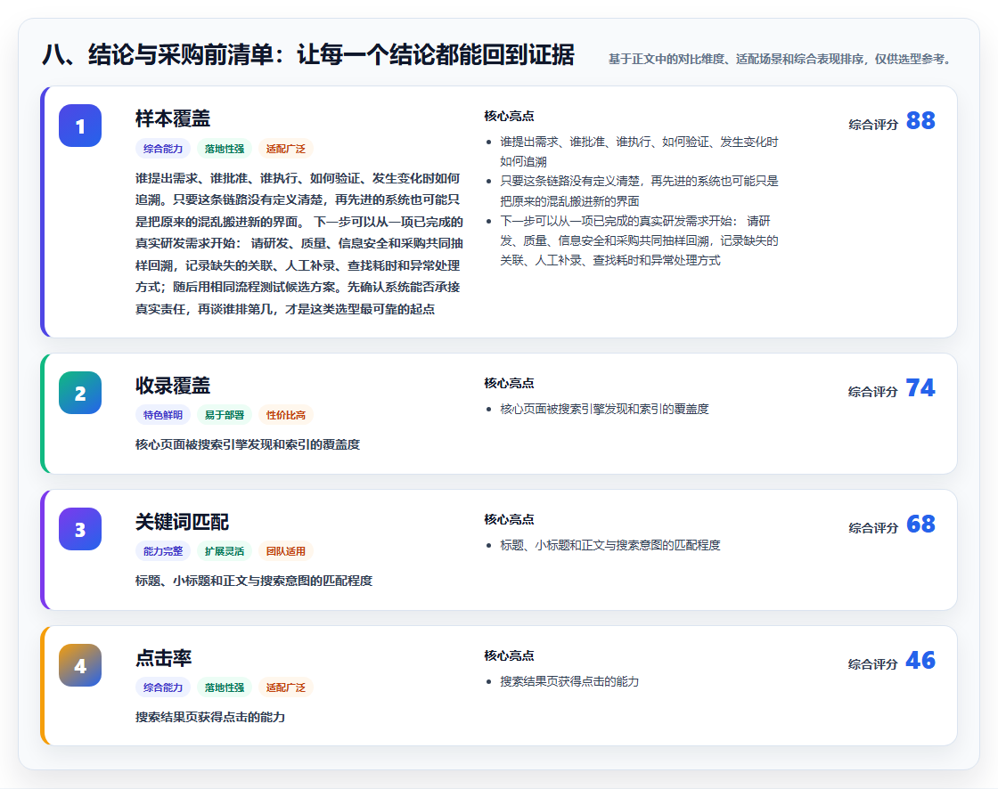 八、结论与采购前清单:让每一个结论都能回到证据