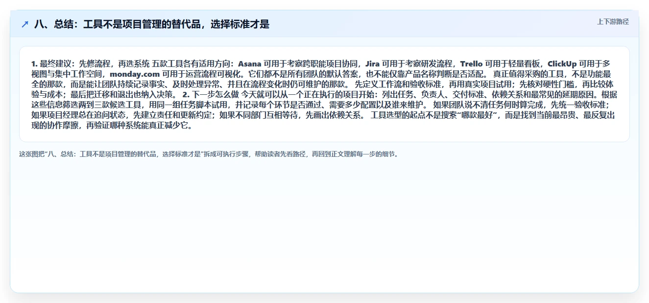 八、总结：工具不是项目管理的替代品，选择标准才是