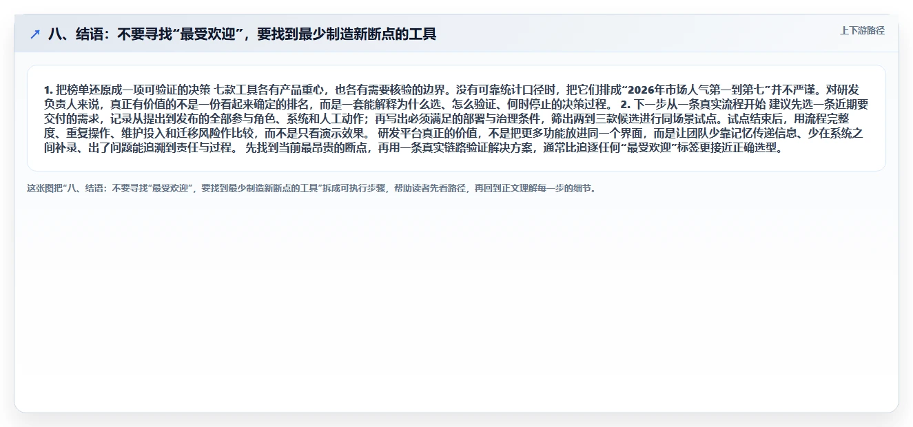 八、结语：不要寻找“最受欢迎”，要找到最少制造新断点的工具