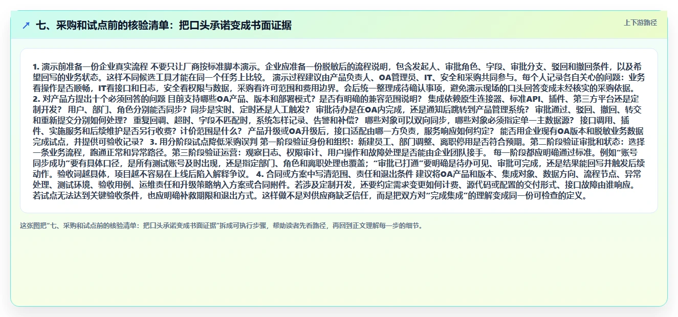 七、采购和试点前的核验清单:把口头承诺变成书面证据