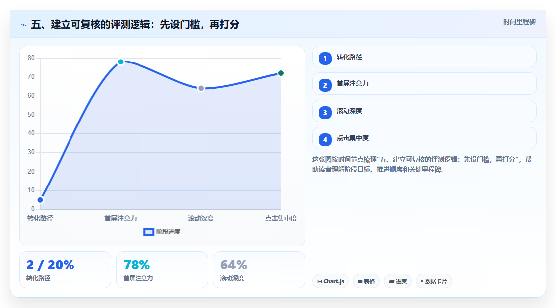 五、建立可复核的评测逻辑:先设门槛,再打分