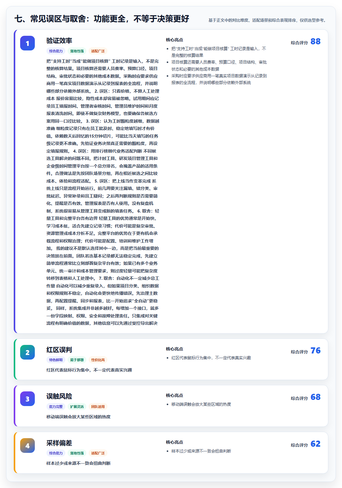 七、常见误区与取舍:功能更全,不等于决策更好