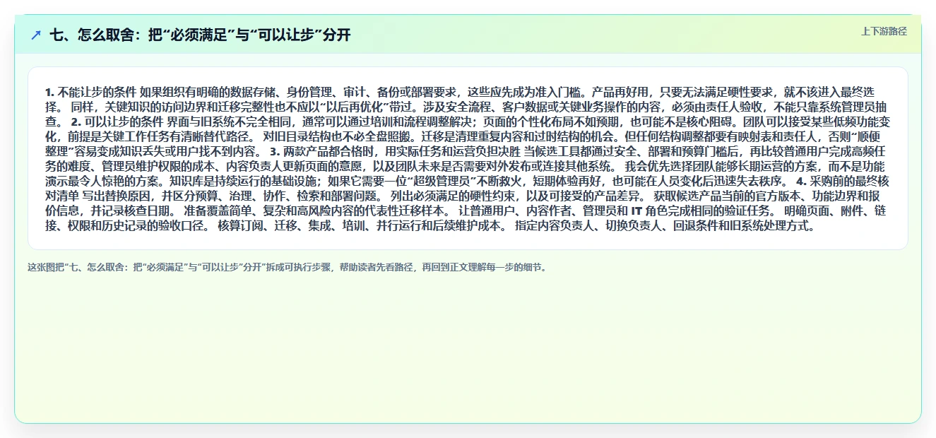 七、怎么取舍：把“必须满足”与“可以让步”分开