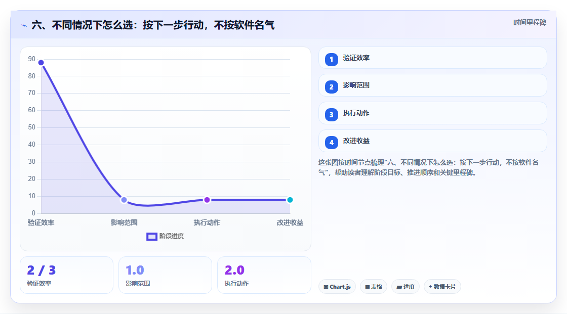 六、不同情况下怎么选：按下一步行动，不按软件名气