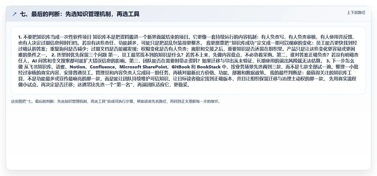 七、最后的判断:先选知识管理机制,再选工具