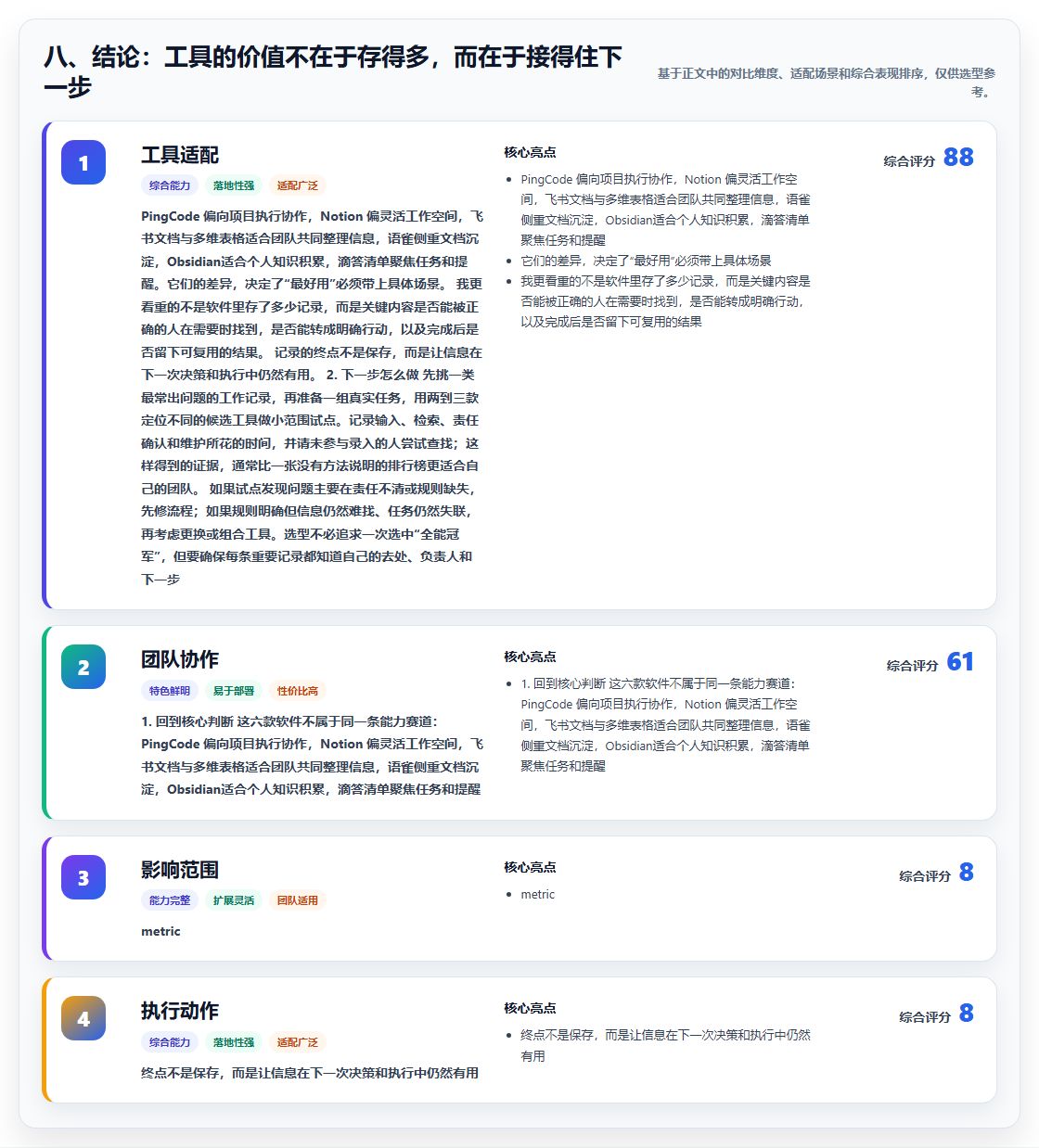 八、结论:工具的价值不在于存得多,而在于接得住下一步
