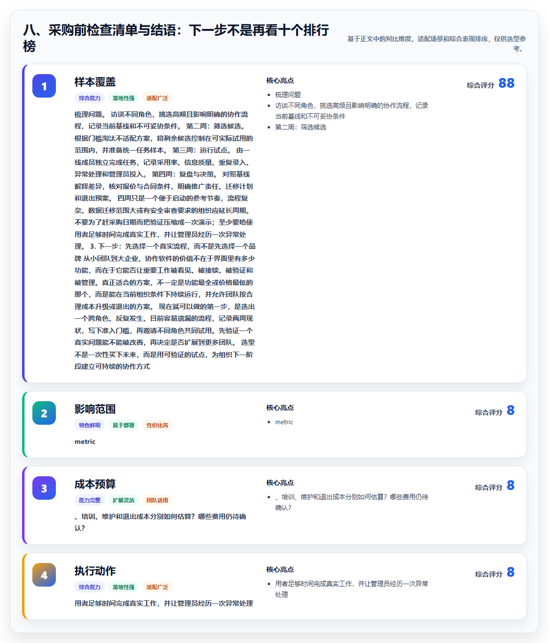八、采购前检查清单与结语：下一步不是再看十个排行榜
