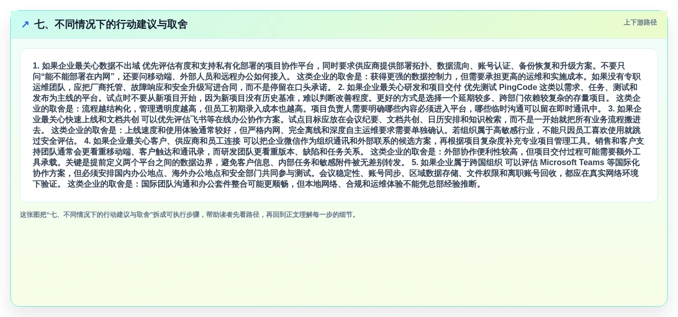 七、不同情况下的行动建议与取舍