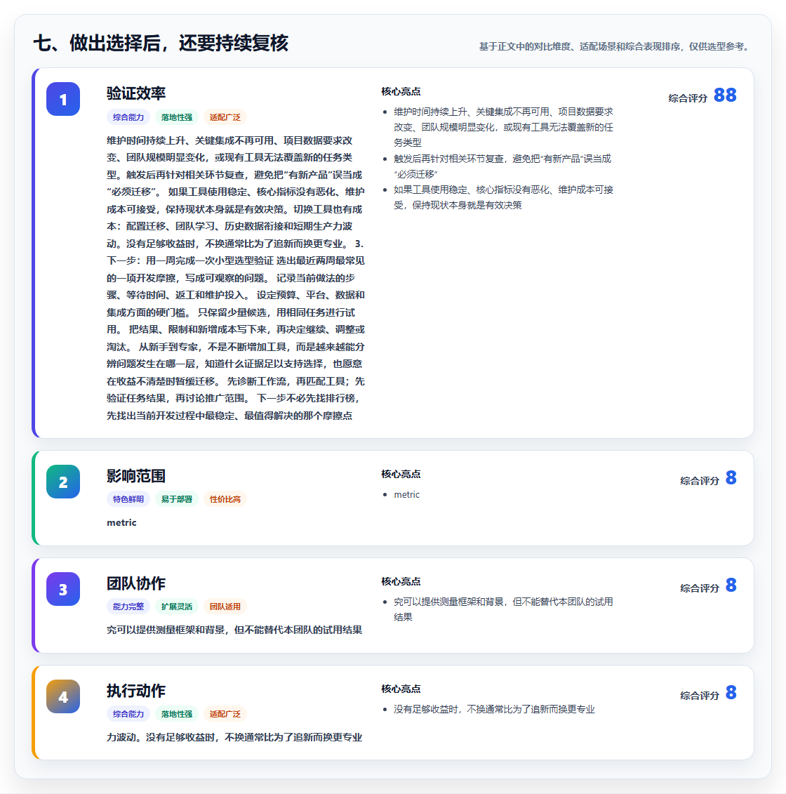七、做出选择后，还要持续复核