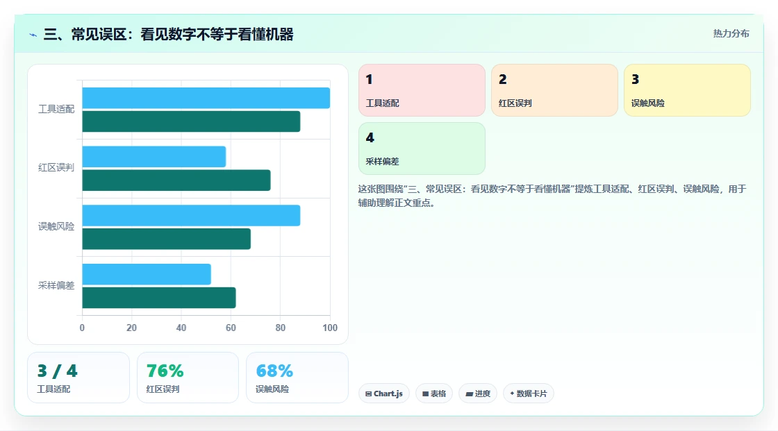 三、常见误区:看见数字不等于看懂机器