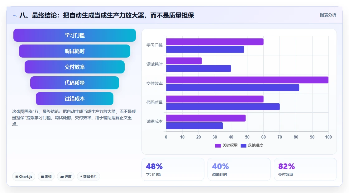 八、最终结论:把自动生成当成生产力放大器,而不是质量担保