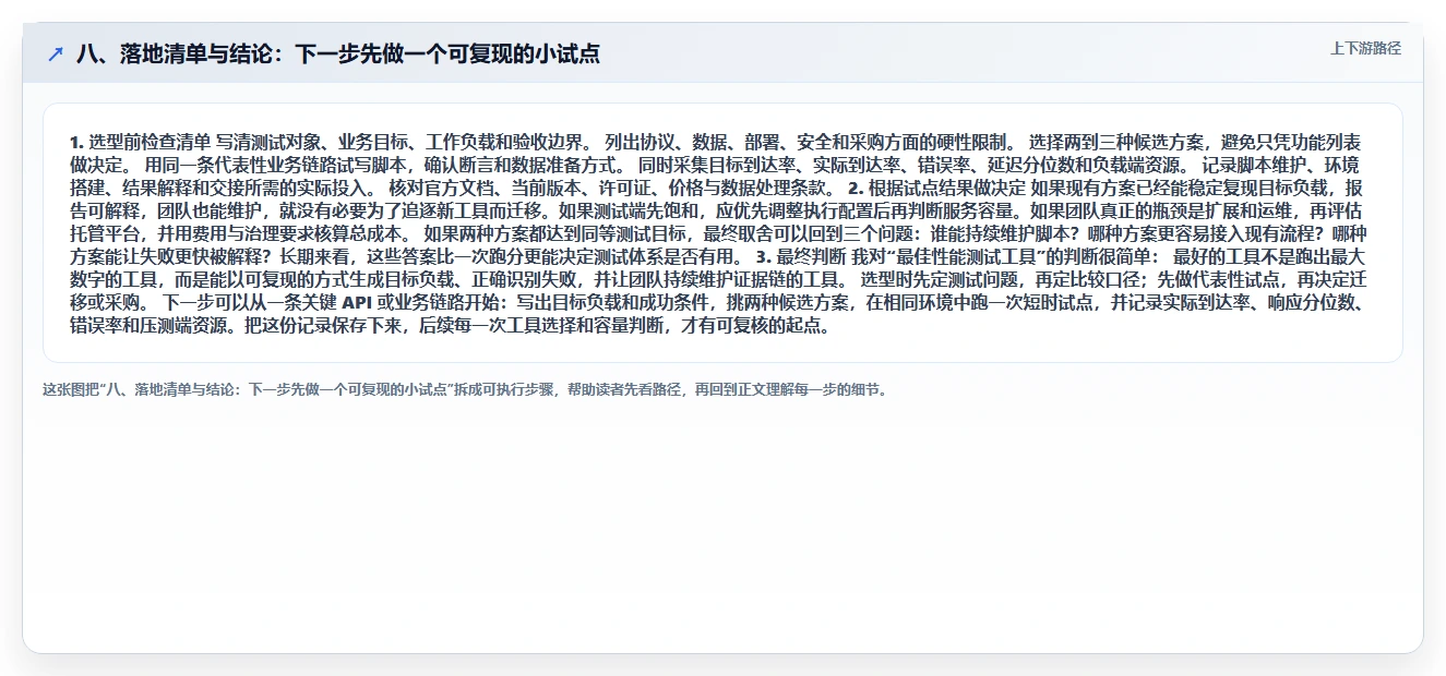 八、落地清单与结论:下一步先做一个可复现的小试点