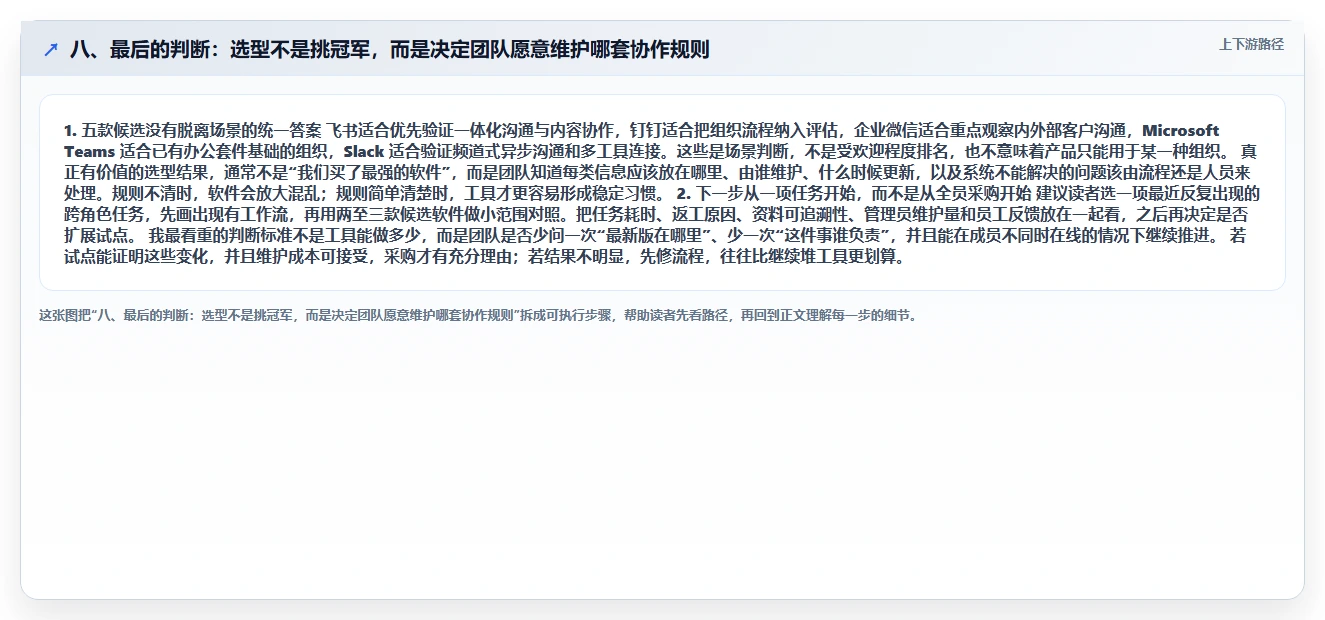 八、最后的判断：选型不是挑冠军，而是决定团队愿意维护哪套协作规则