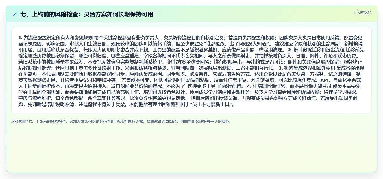 七、上线前的风险检查:灵活方案如何长期保持可用