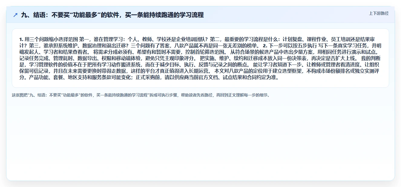 九、结语:不要买“功能最多”的软件,买一条能持续跑通的学习流程