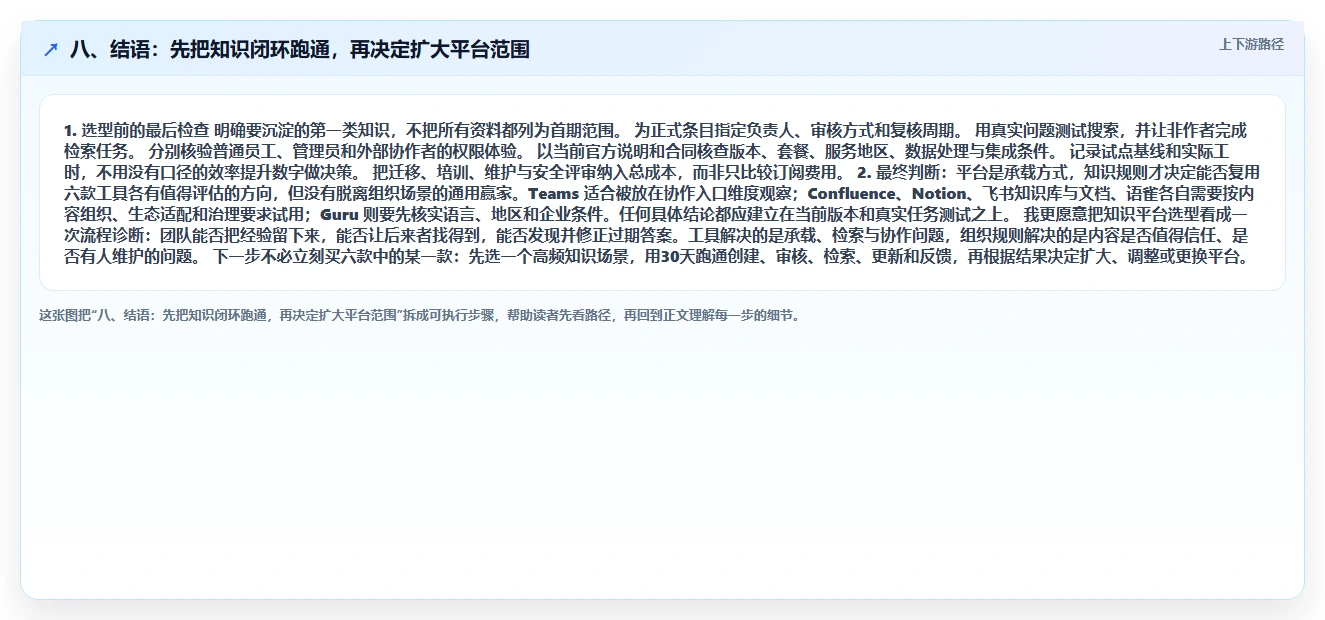 八、结语:先把知识闭环跑通,再决定扩大平台范围