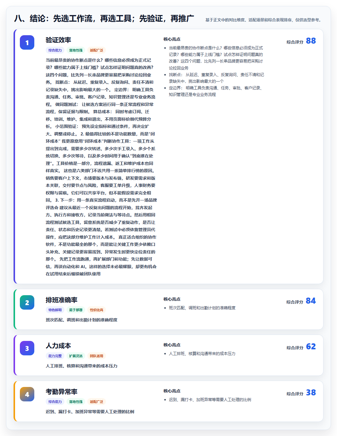 八、结论:先选工作流,再选工具;先验证,再推广