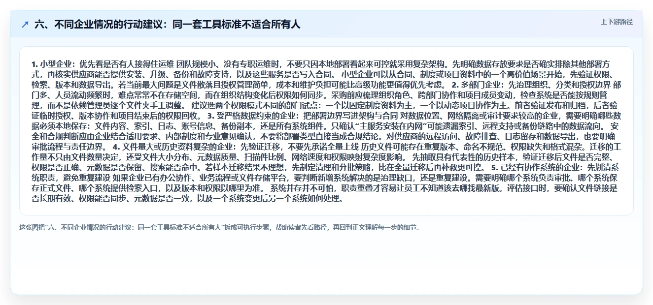 六、不同企业情况的行动建议：同一套工具标准不适合所有人
