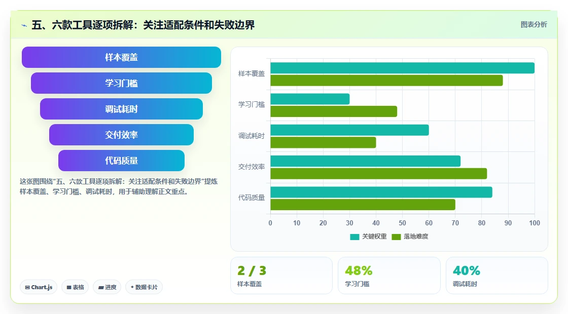 五、六款工具逐项拆解:关注适配条件和失败边界