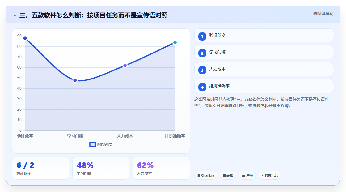 三、五款软件怎么判断：按项目任务而不是宣传语对照