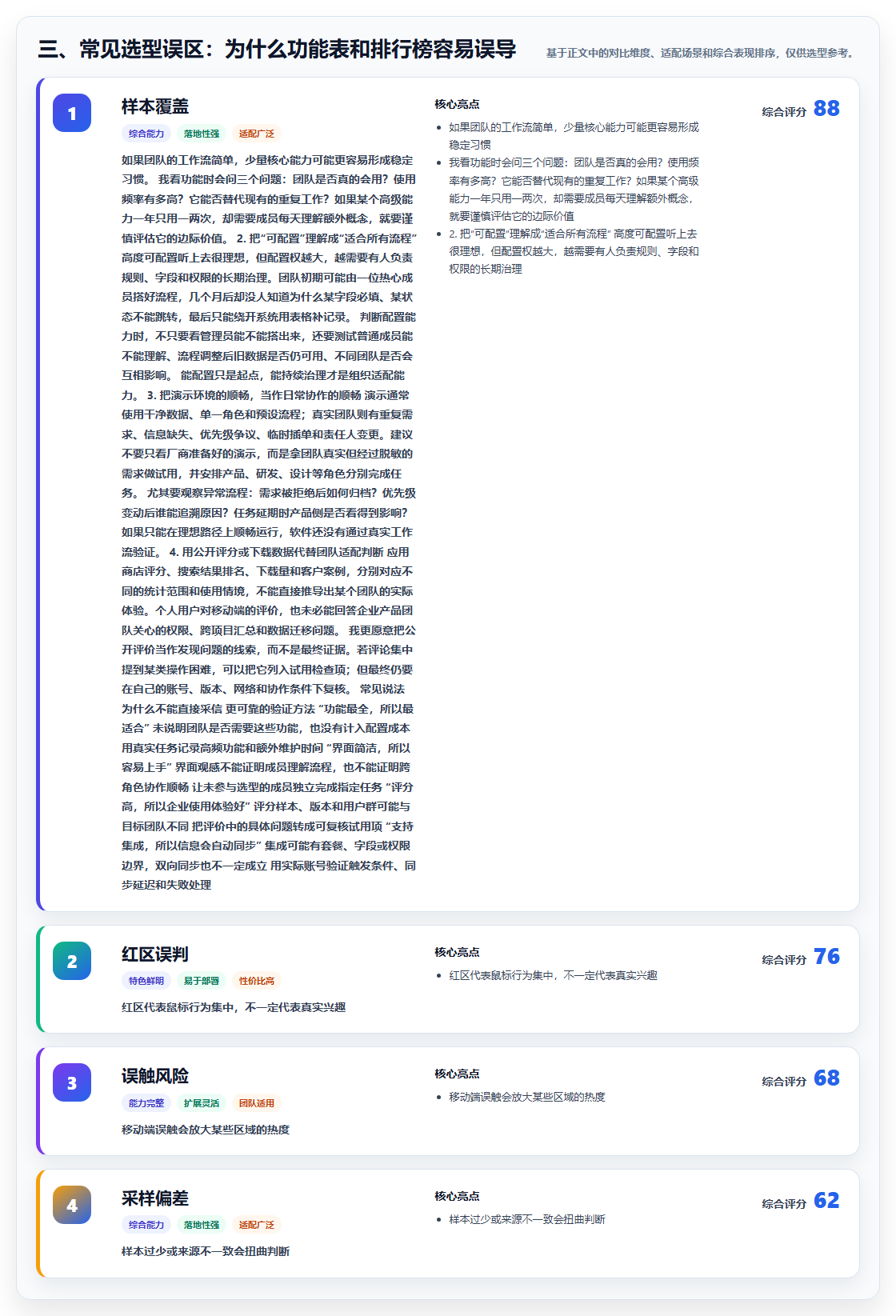 三、常见选型误区：为什么功能表和排行榜容易误导