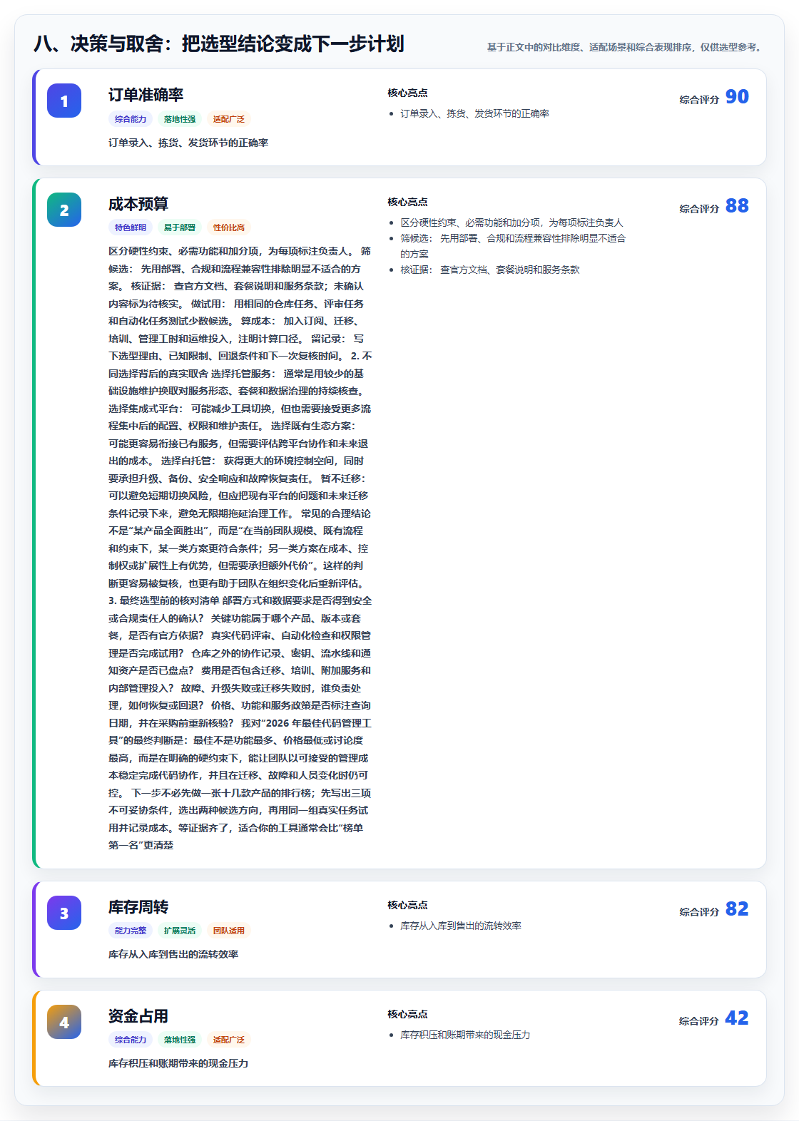 八、决策与取舍:把选型结论变成下一步计划