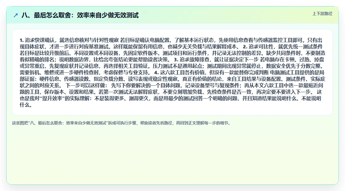 八、最后怎么取舍:效率来自少做无效测试