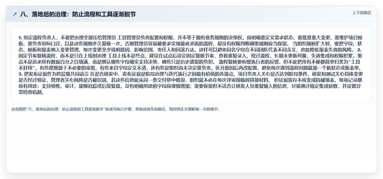 八、落地后的治理:防止流程和工具逐渐脱节