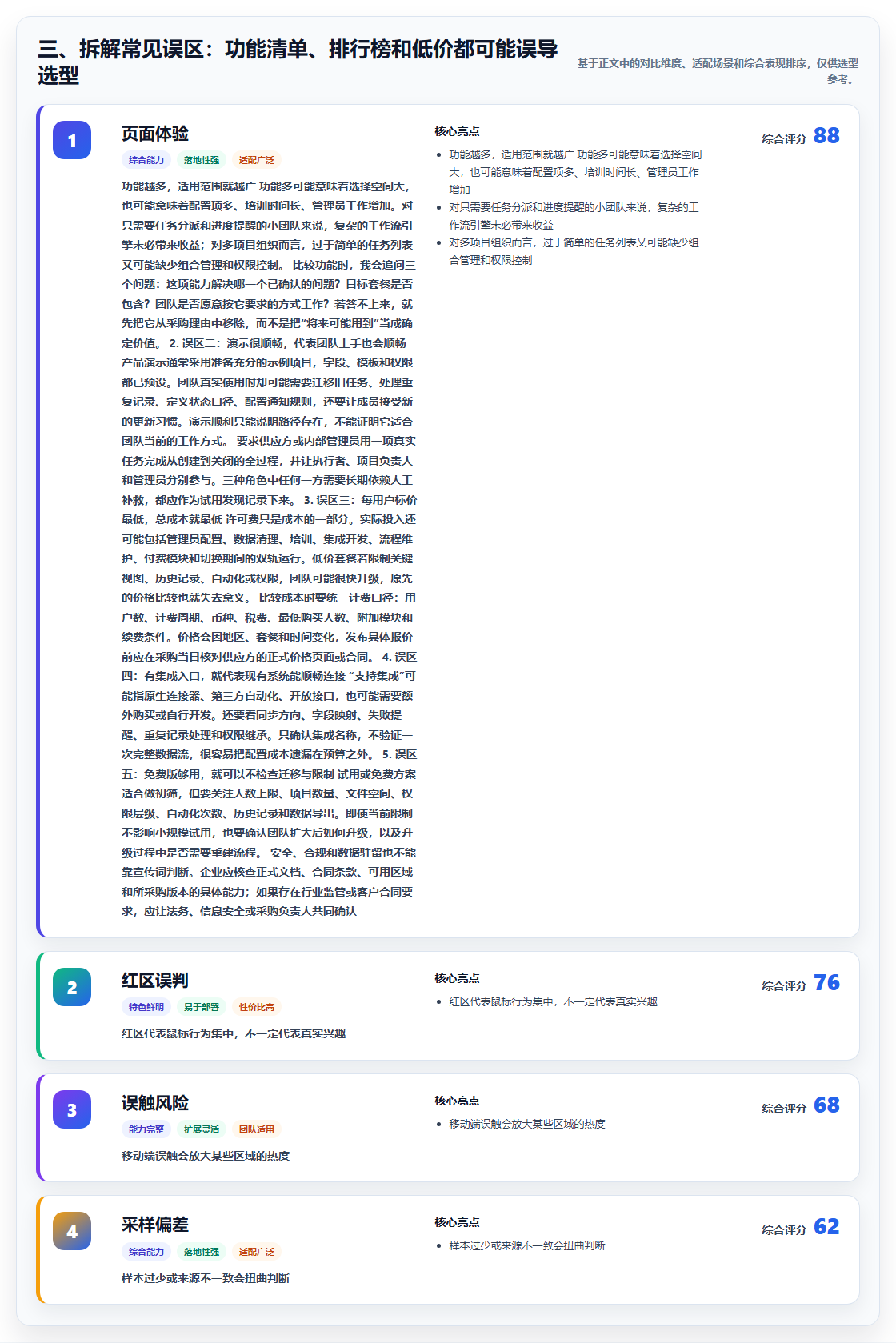 三、拆解常见误区：功能清单、排行榜和低价都可能误导选型