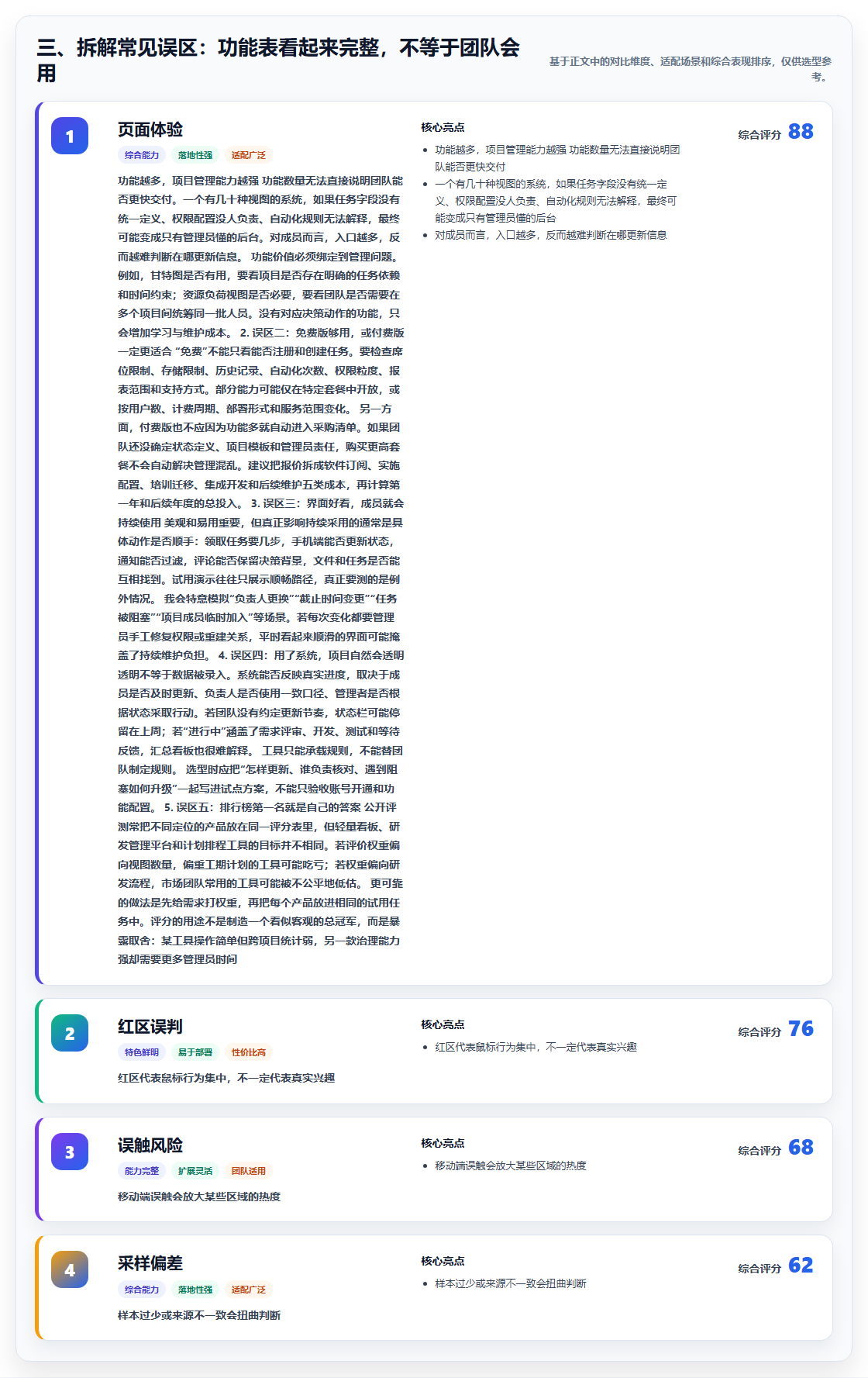 三、拆解常见误区:功能表看起来完整,不等于团队会用
