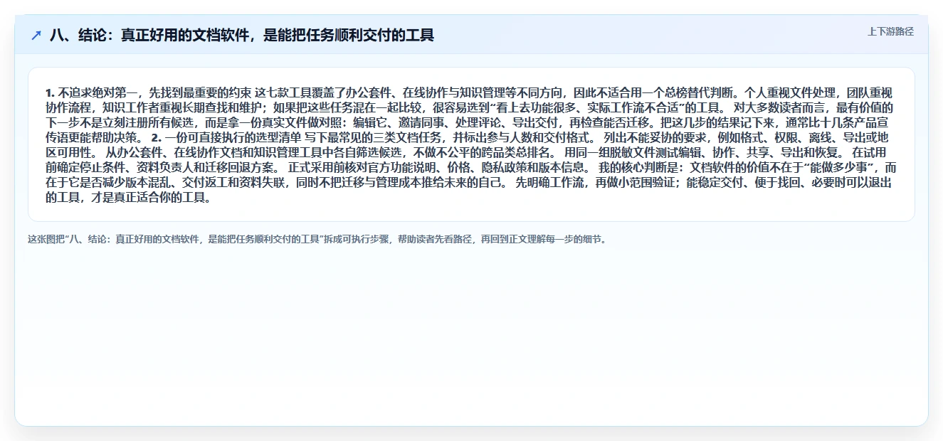 八、结论:真正好用的文档软件,是能把任务顺利交付的工具