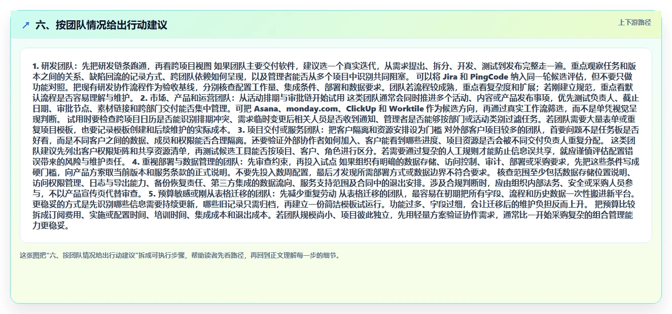 六、按团队情况给出行动建议