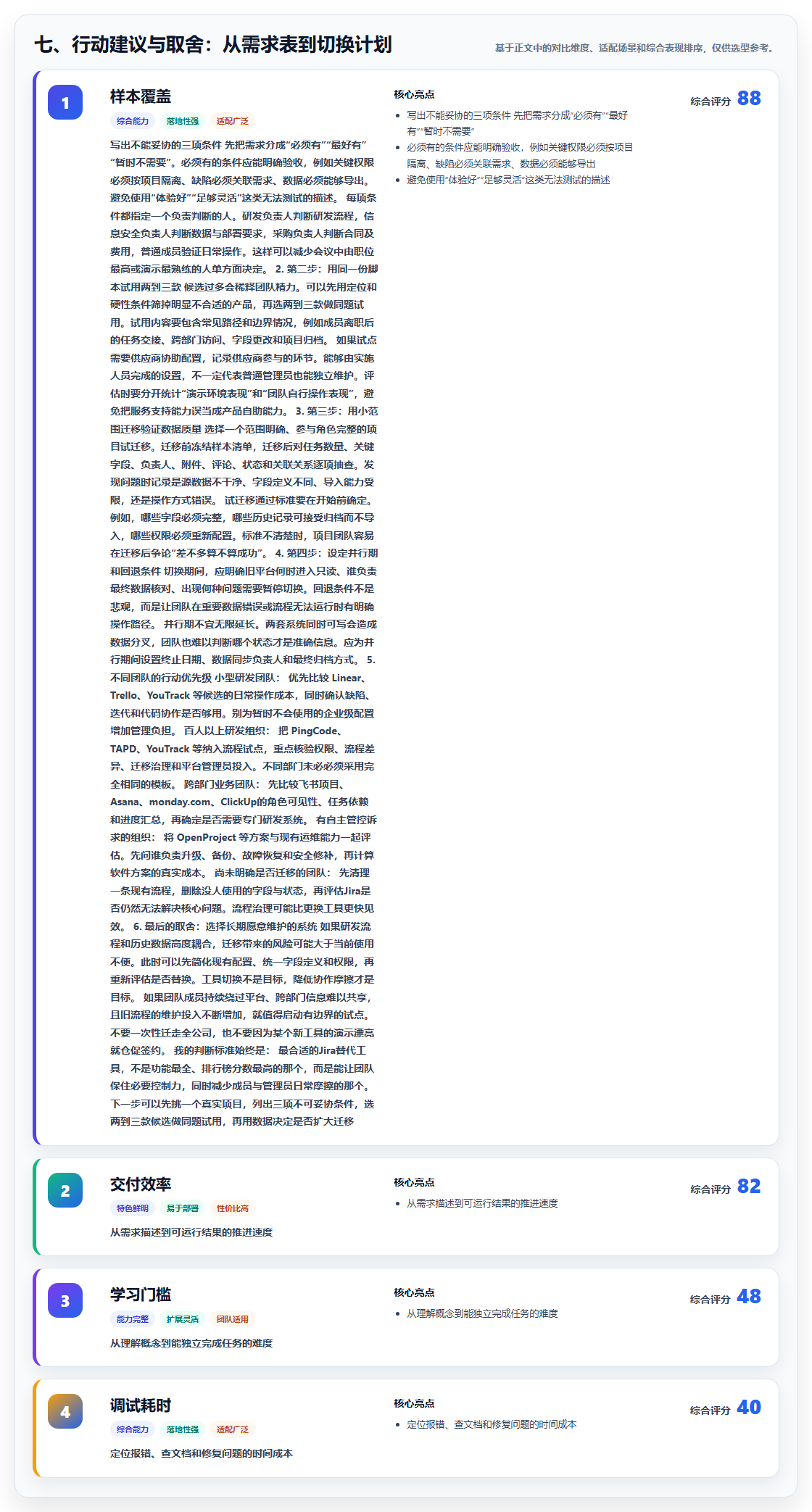 七、行动建议与取舍:从需求表到切换计划