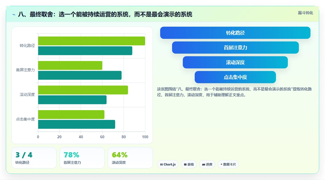八、最终取舍:选一个能被持续运营的系统,而不是最会演示的系统