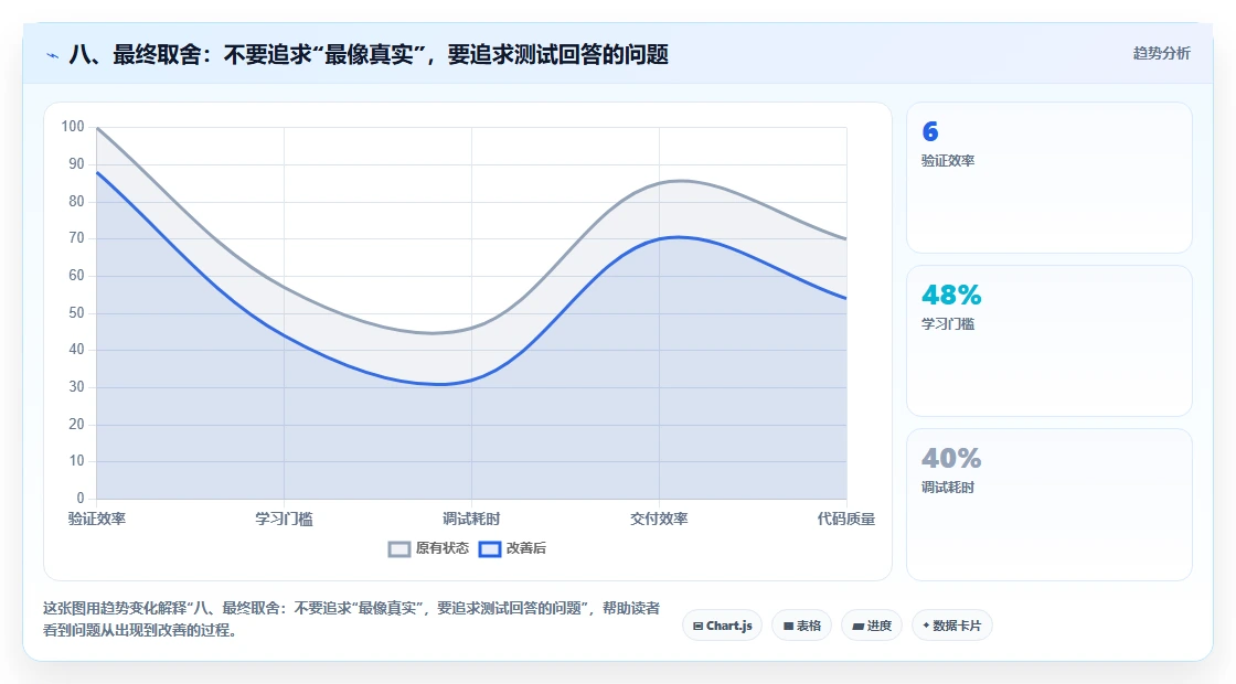 八、最终取舍：不要追求“最像真实”，要追求测试回答的问题