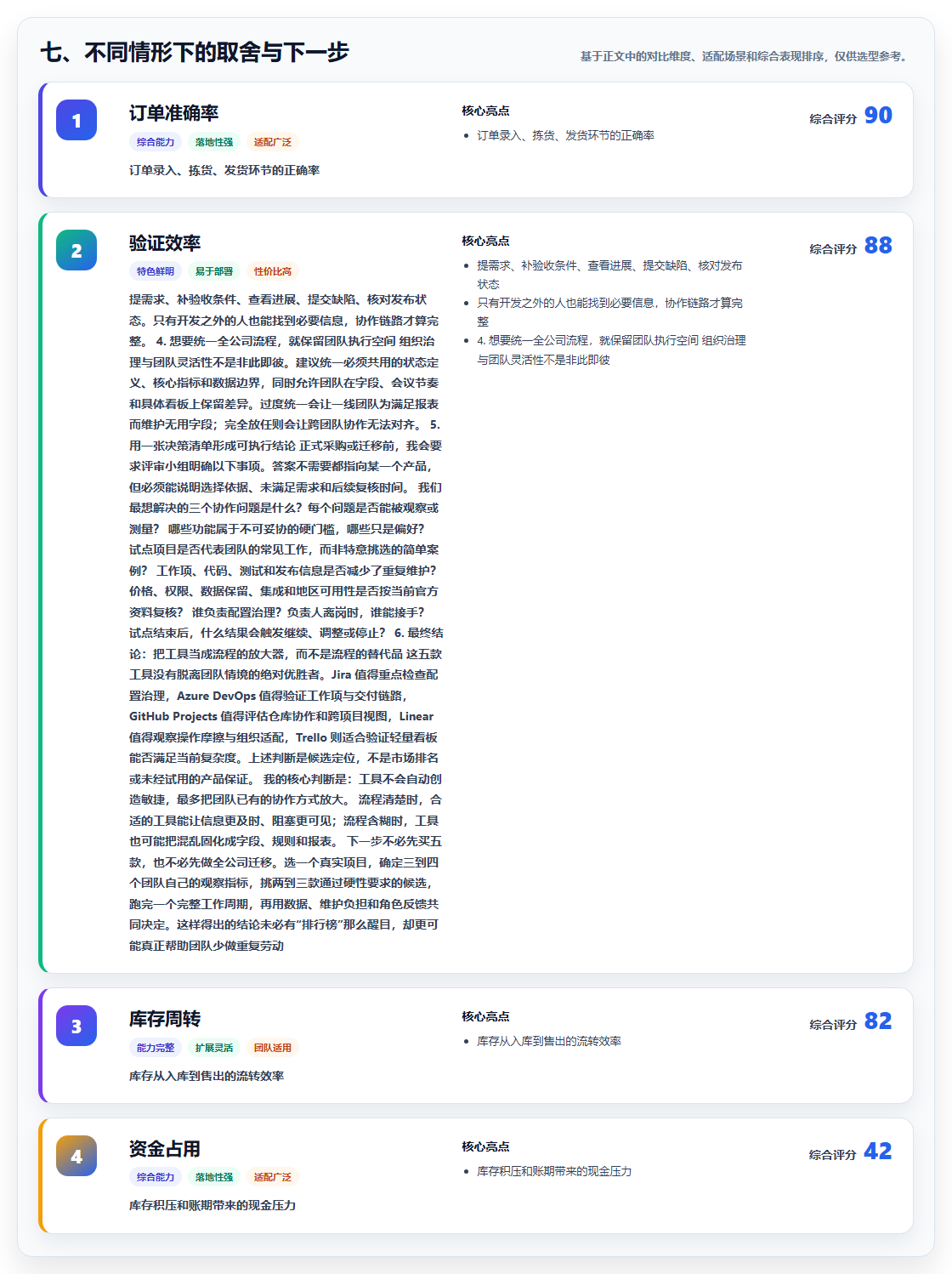 七、不同情形下的取舍与下一步