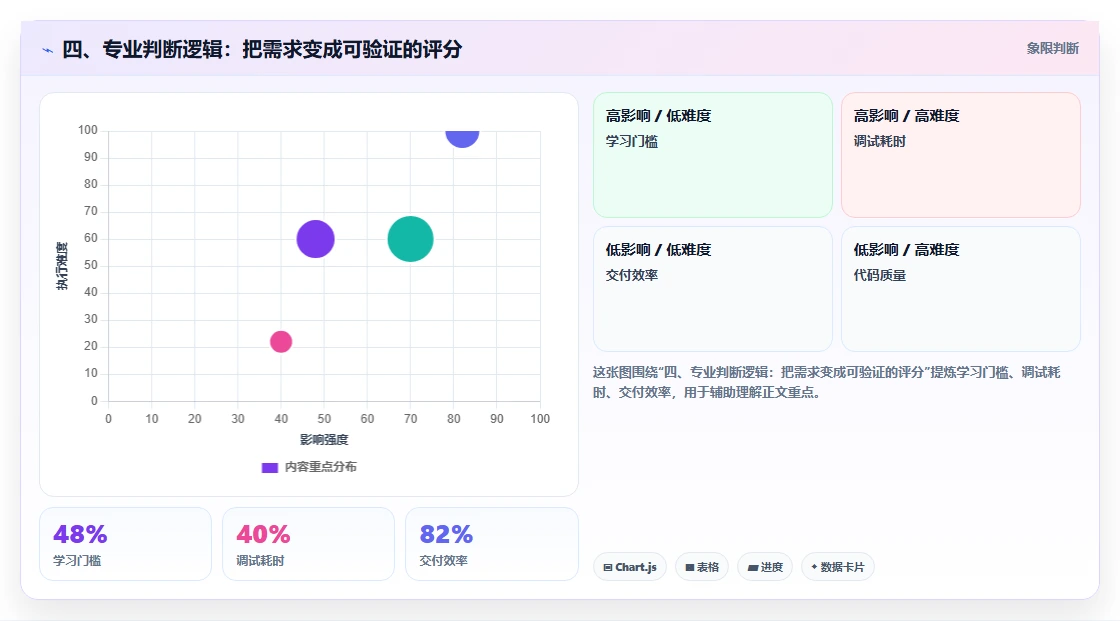四、专业判断逻辑:把需求变成可验证的评分