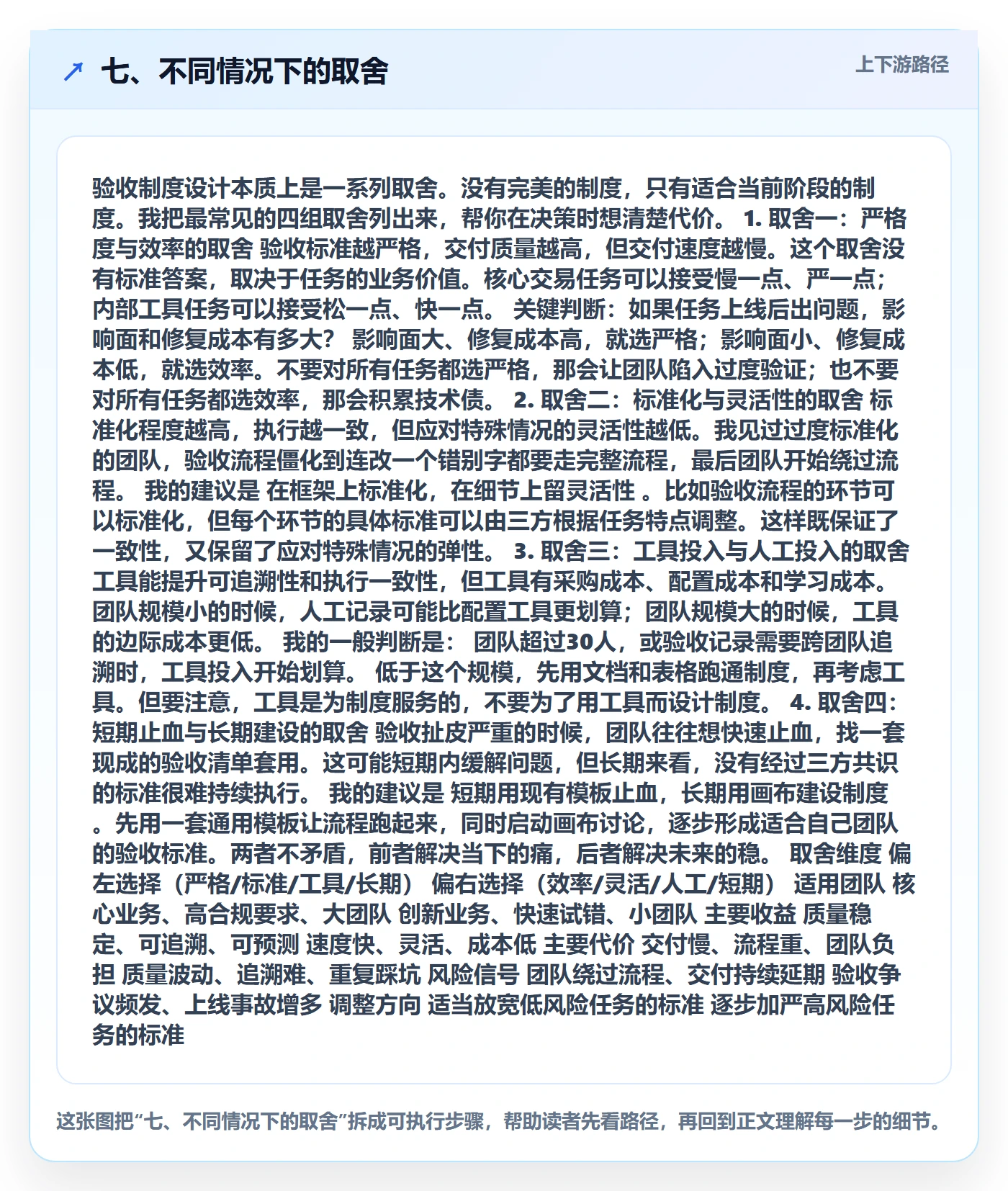 七、不同情况下的取舍