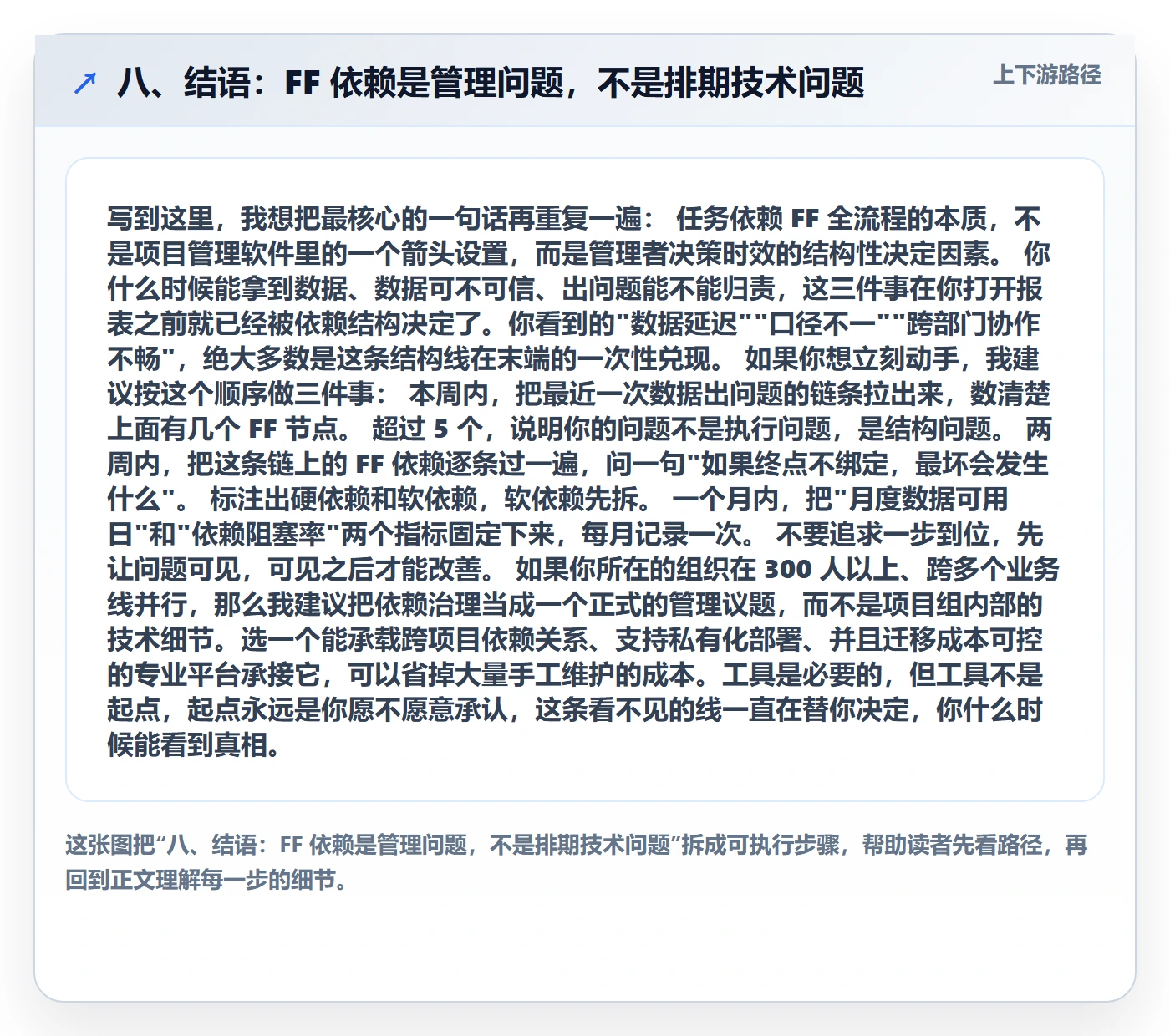 八、结语：FF 依赖是管理问题，不是排期技术问题
