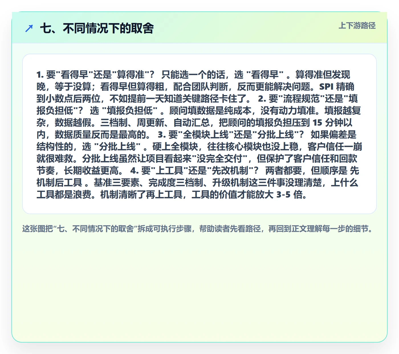 七、不同情况下的取舍