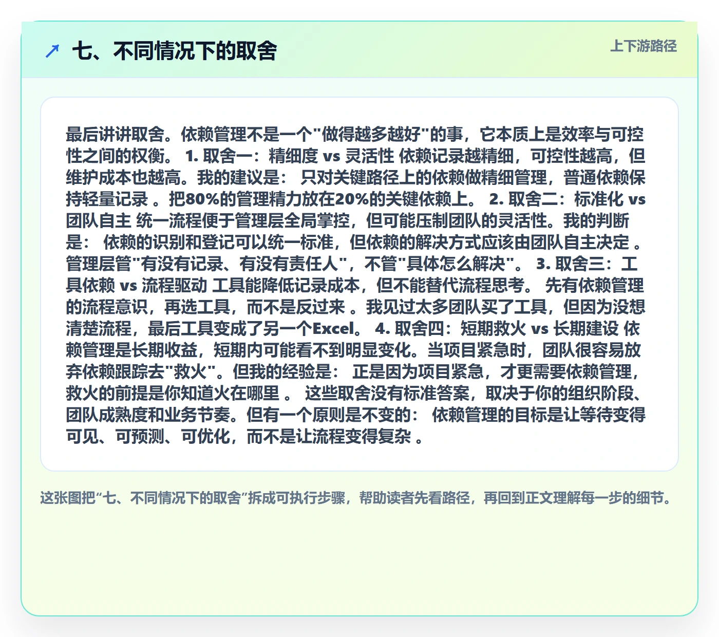七、不同情况下的取舍