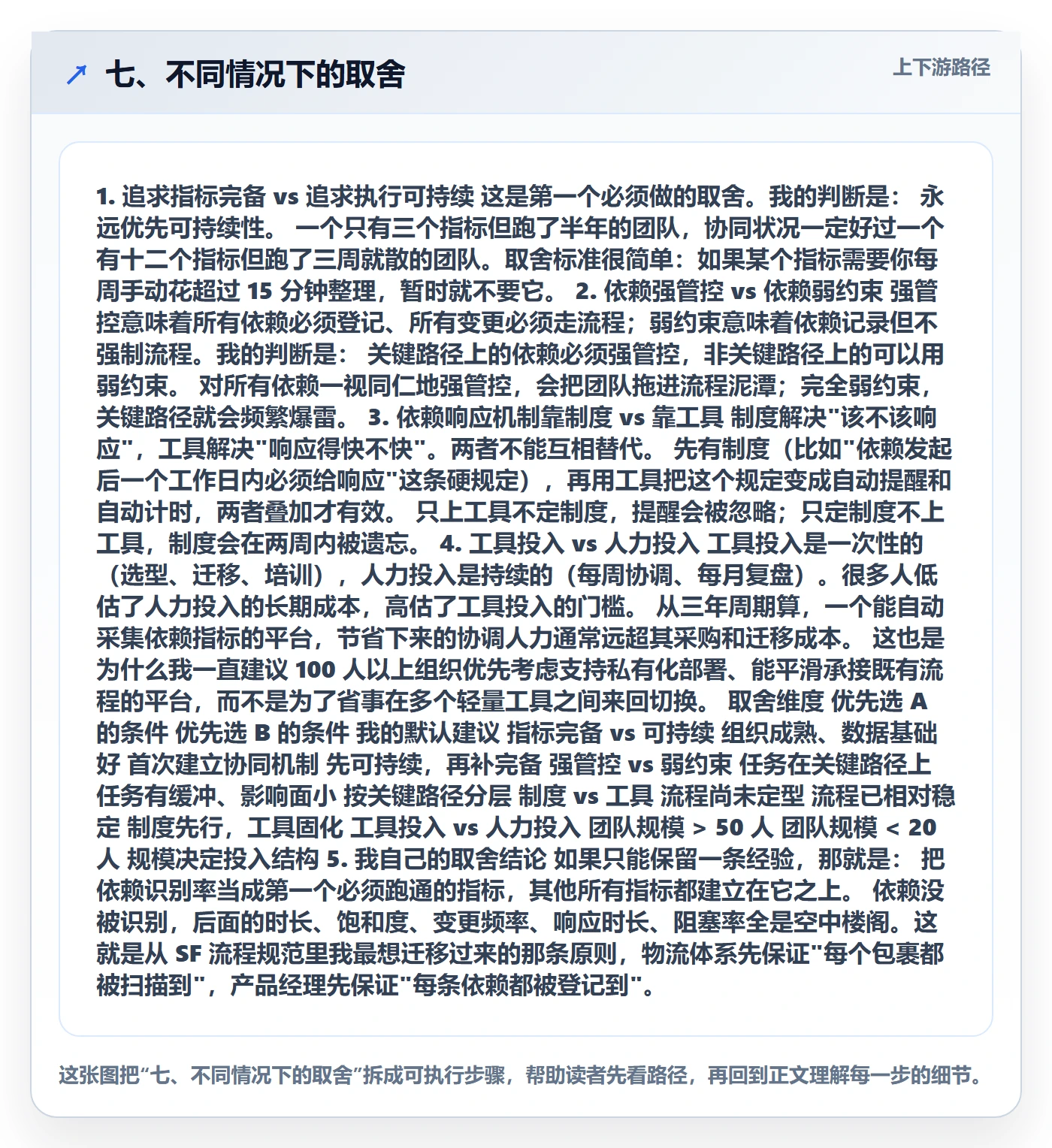 七、不同情况下的取舍