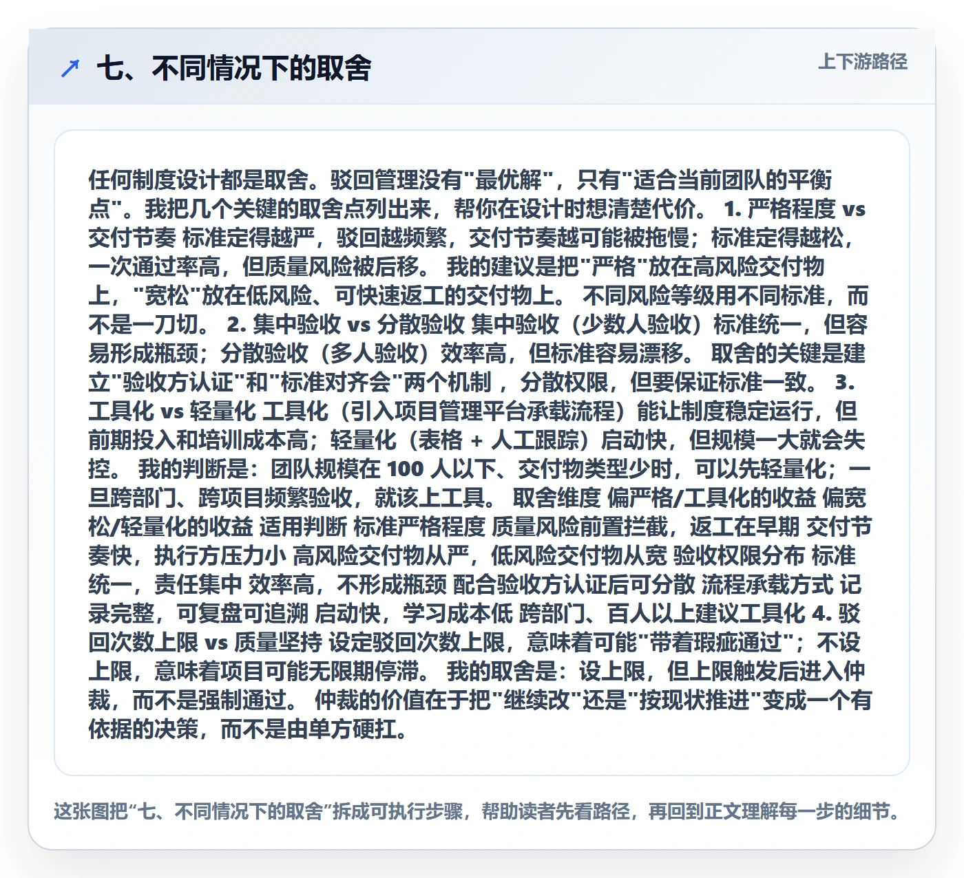 七、不同情况下的取舍